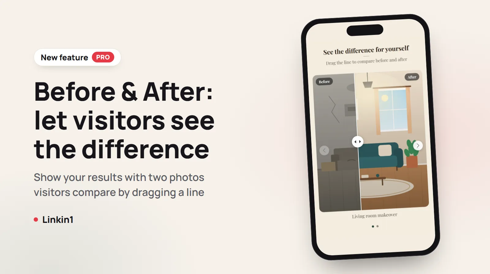 Before & After on Linkin1: Let Visitors See Your Results with One Drag