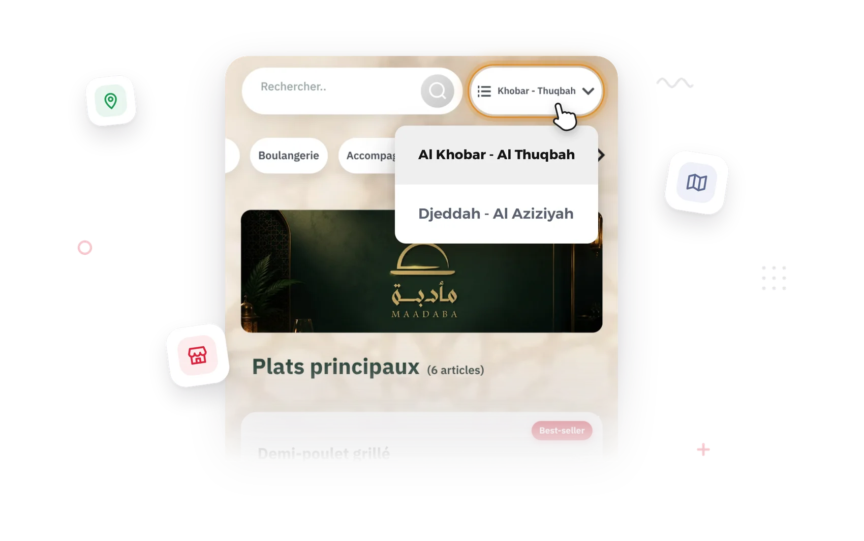 Gestion des branches de restaurant dans un seul menu