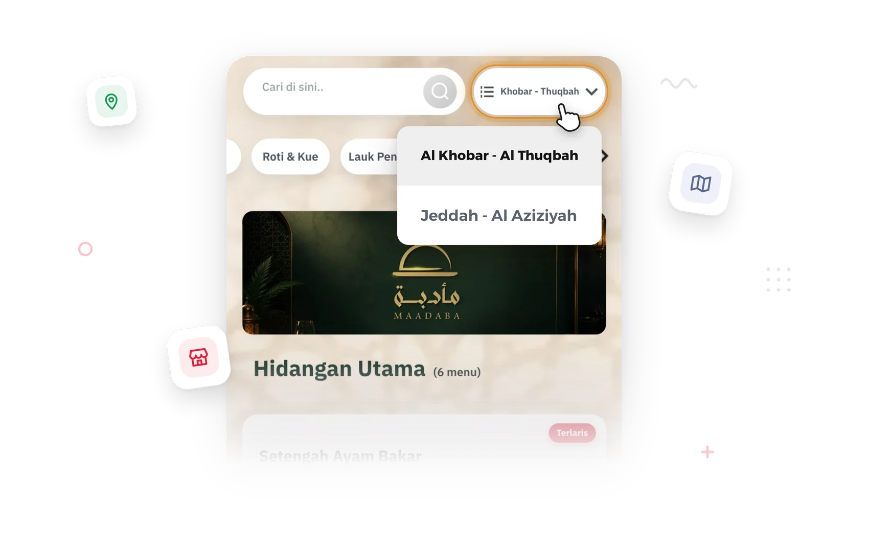 Mengelola cabang restoran dalam satu menu