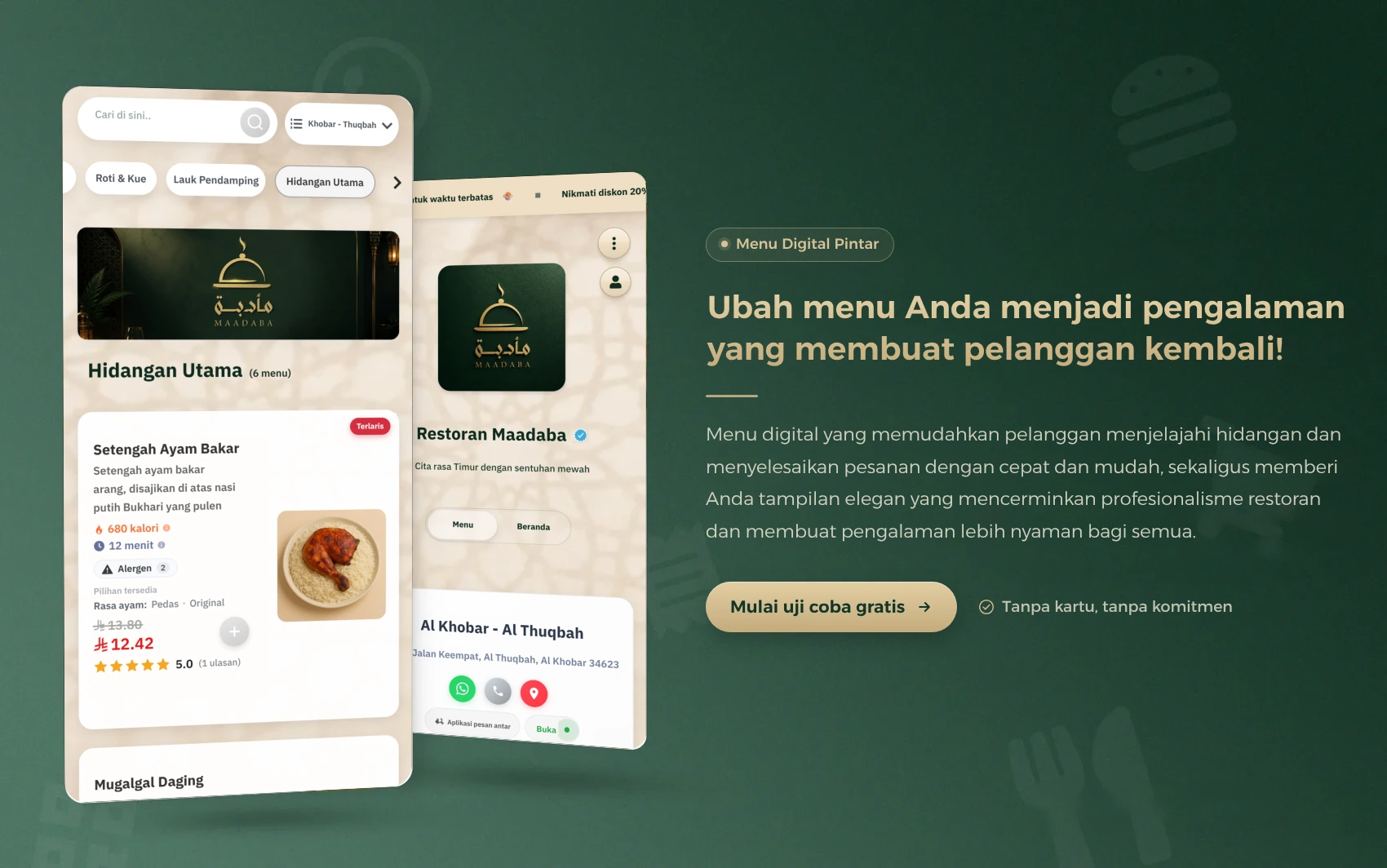 E-menu untuk restoran dan kafe