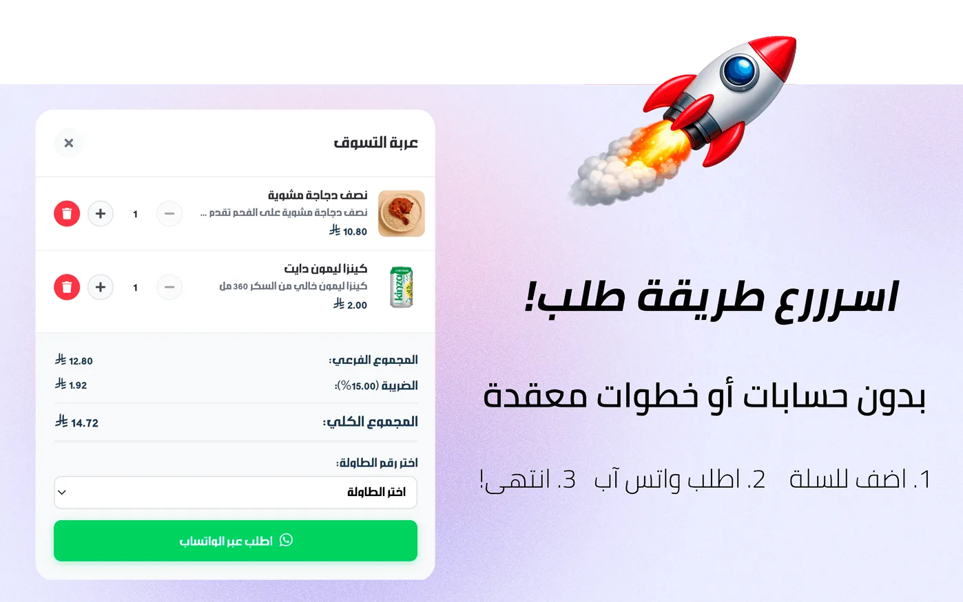 طريقة الطلب عبر واتساب من المنيو الإلكتروني