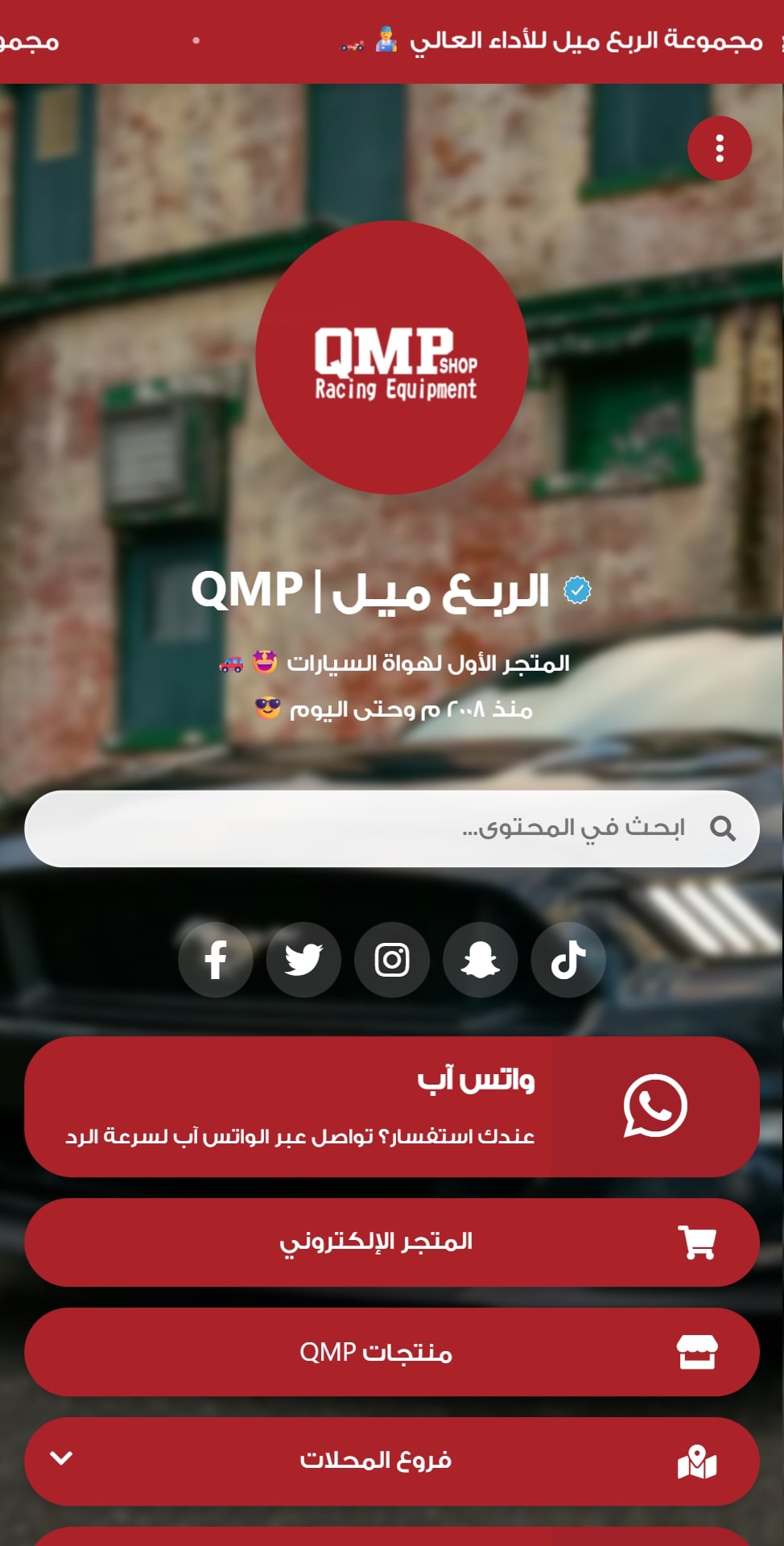 مثال لصفحة رابط بايو على الجوال تعرض عدة روابط منظمة بشكل جذاب