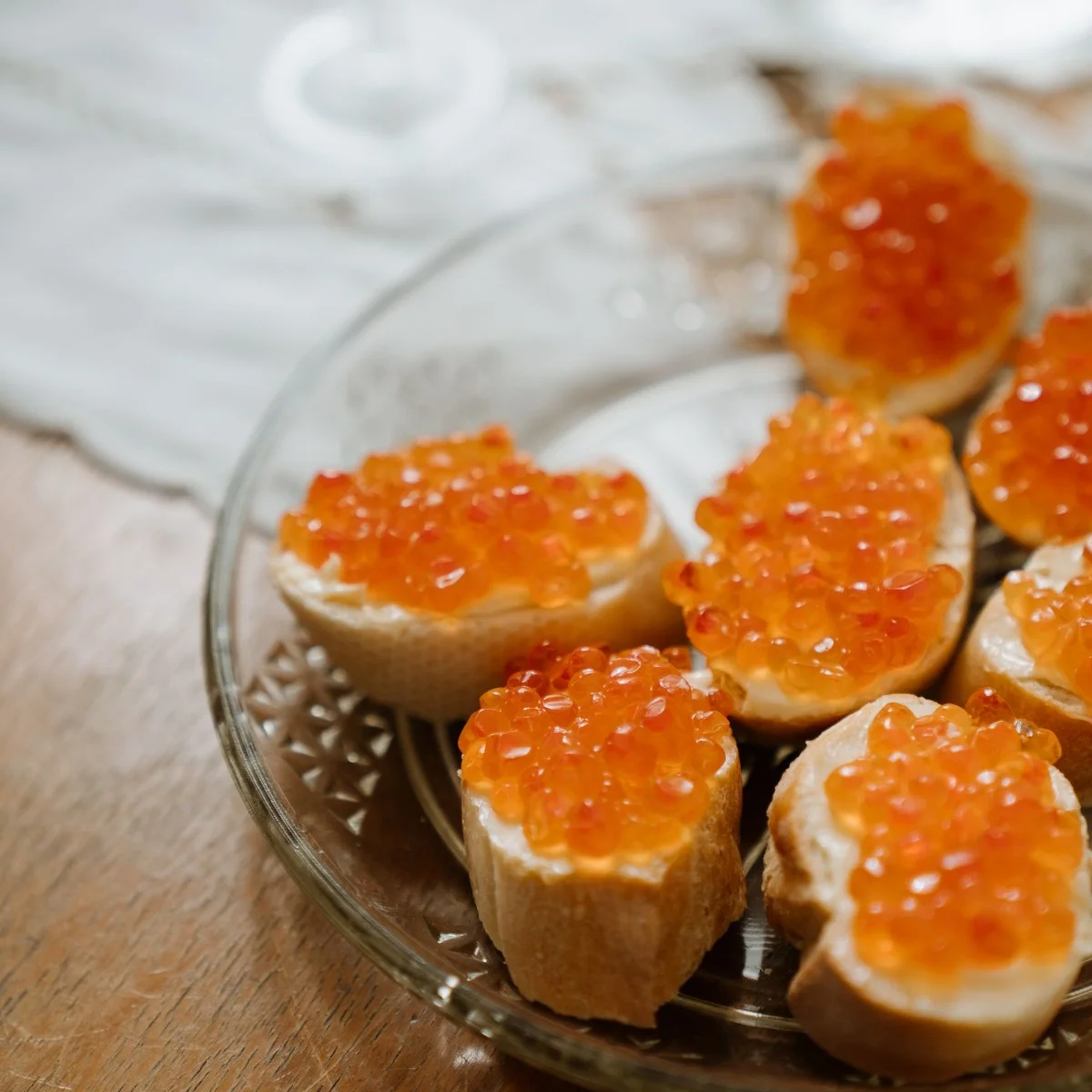 Trout roe, warm blinis