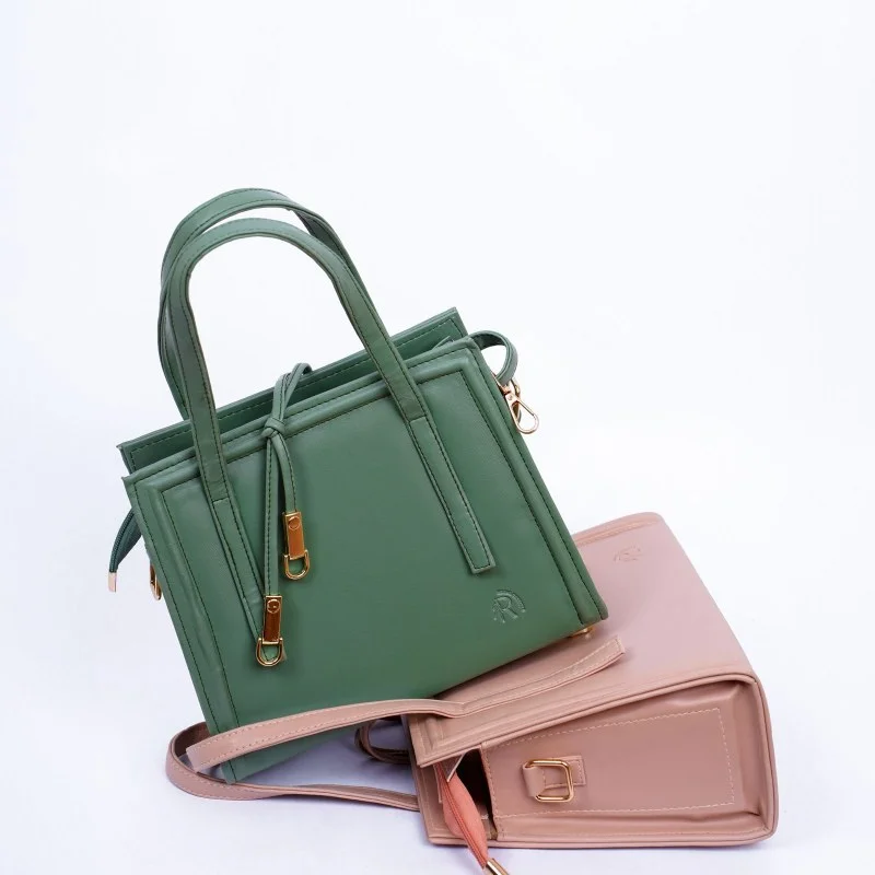 Green leather tote